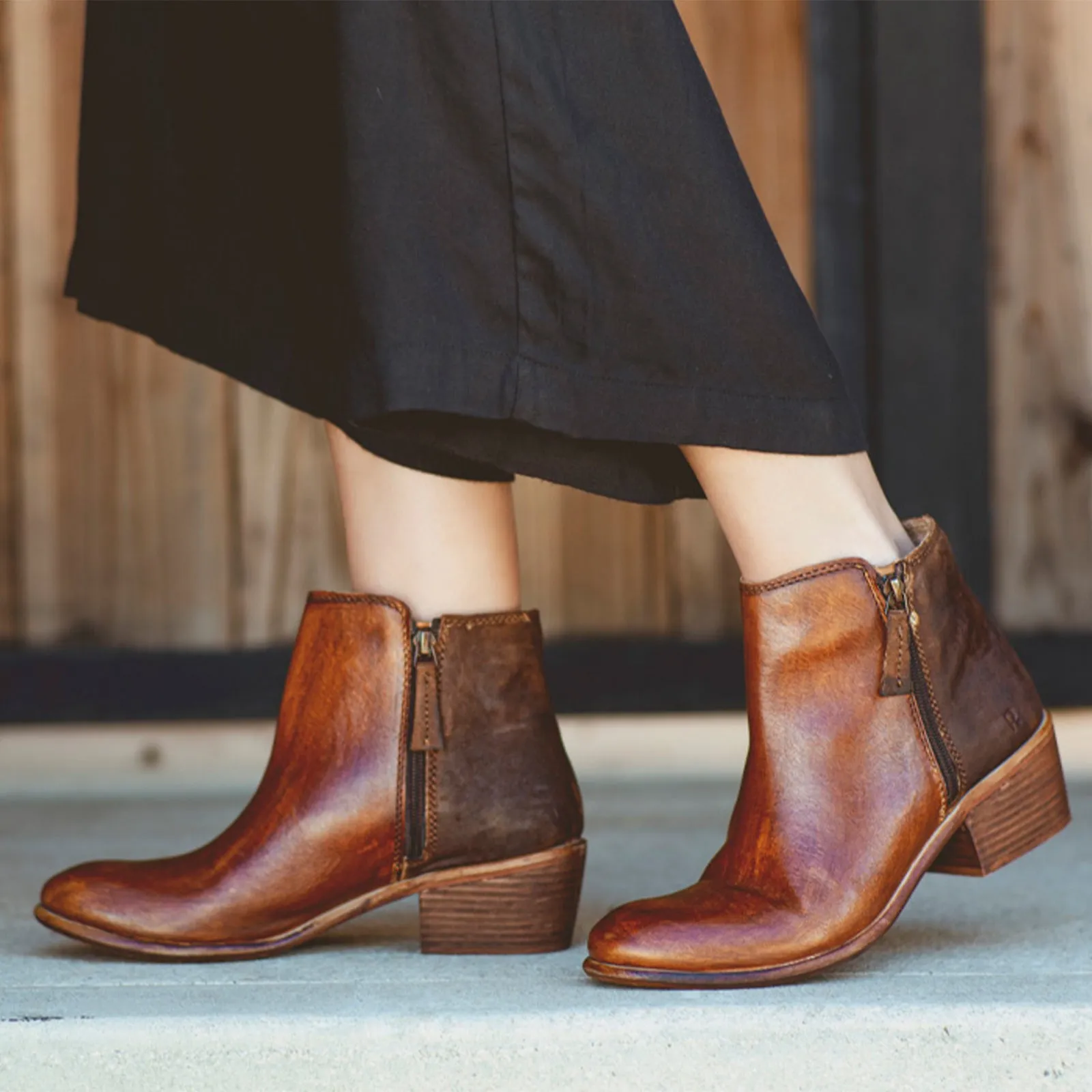 ROAN Liz Heeled Ankle Boot (Women) - Tan Crust Suede