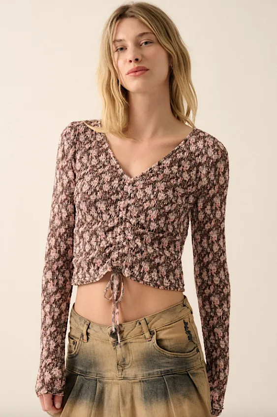 rosy smocked top