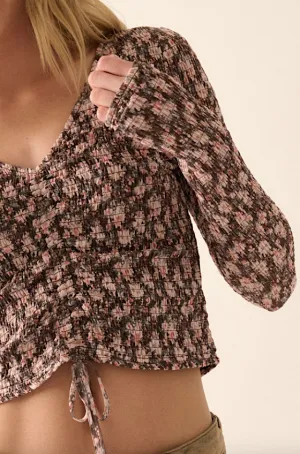 rosy smocked top