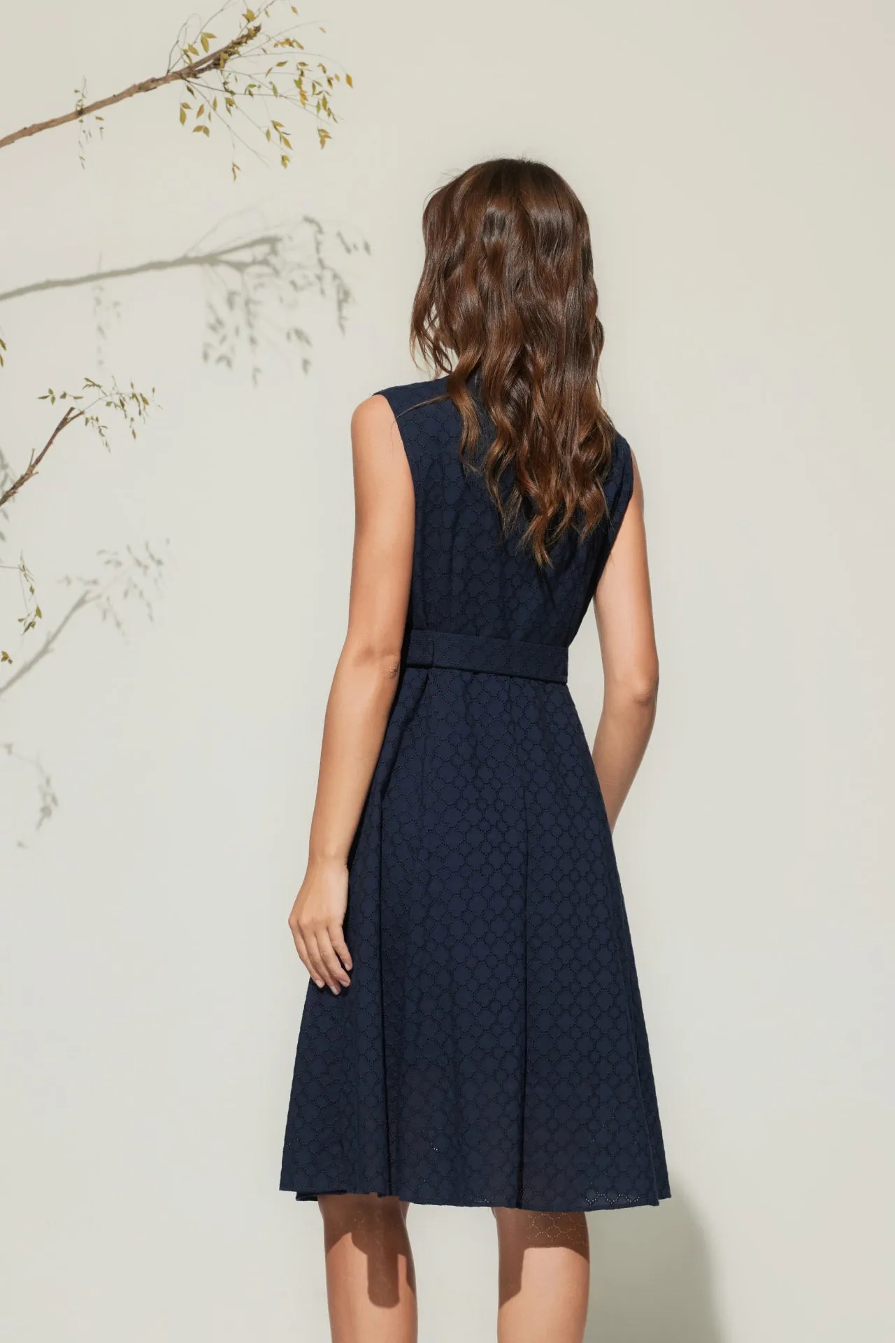 Ruffle Front Cotton Eyelet Dress