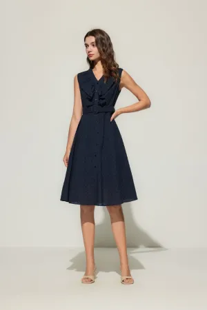 Ruffle Front Cotton Eyelet Dress