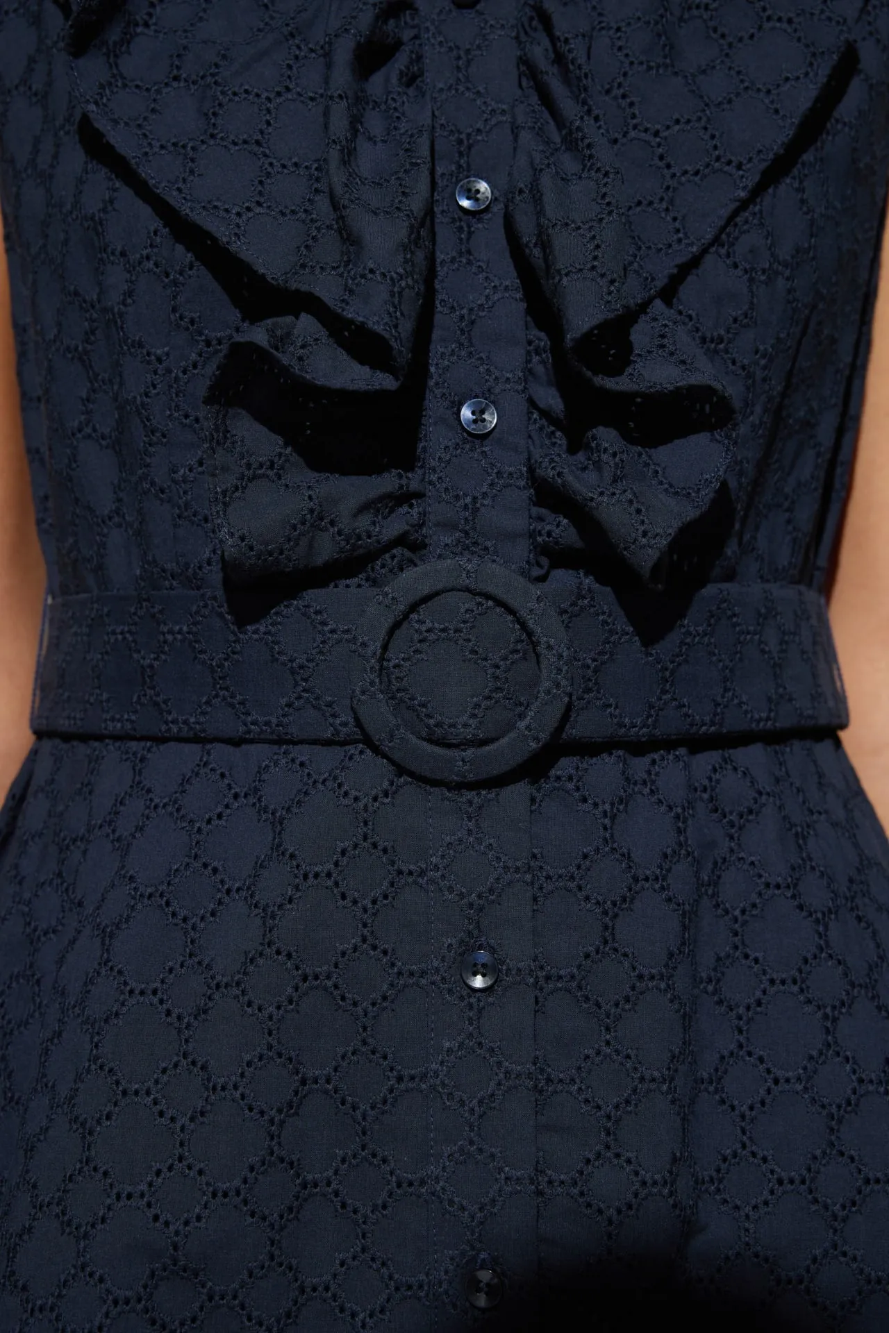 Ruffle Front Cotton Eyelet Dress