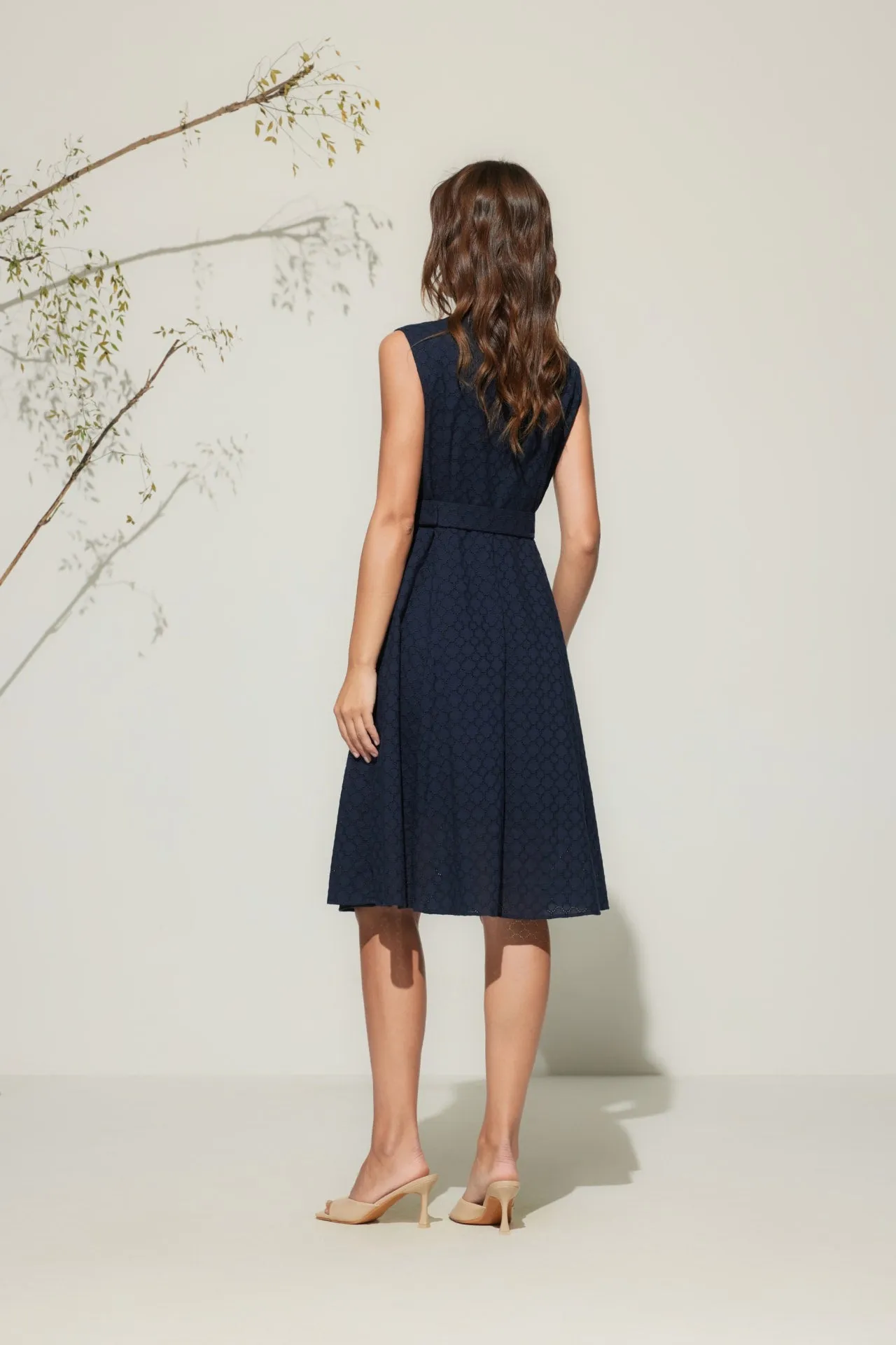 Ruffle Front Cotton Eyelet Dress