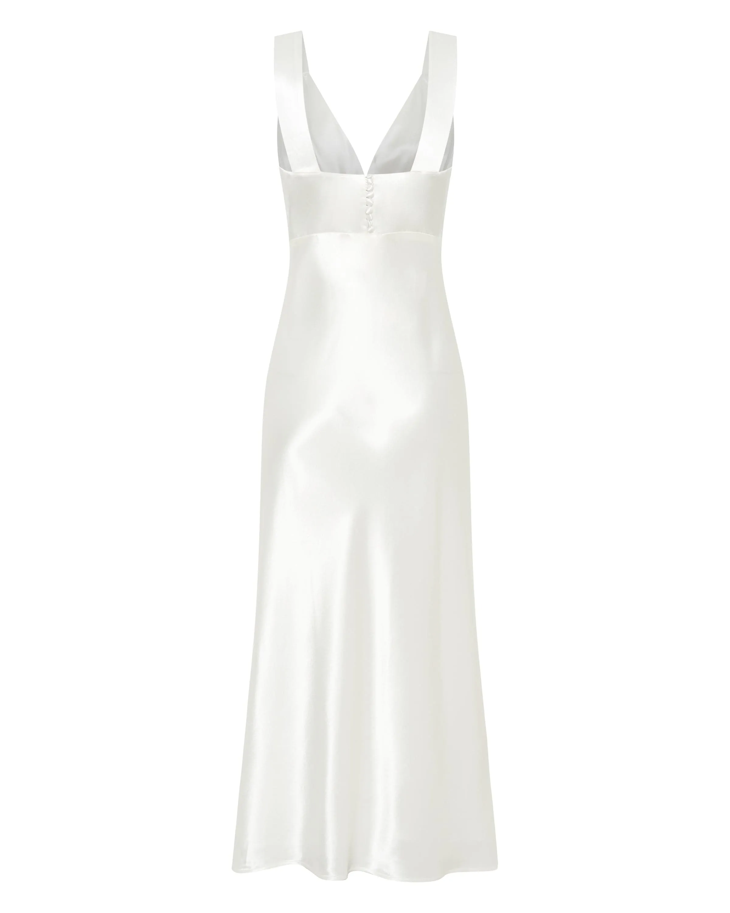 SATIN GATHER BRA BIAS SLIP | POWDER WHITE