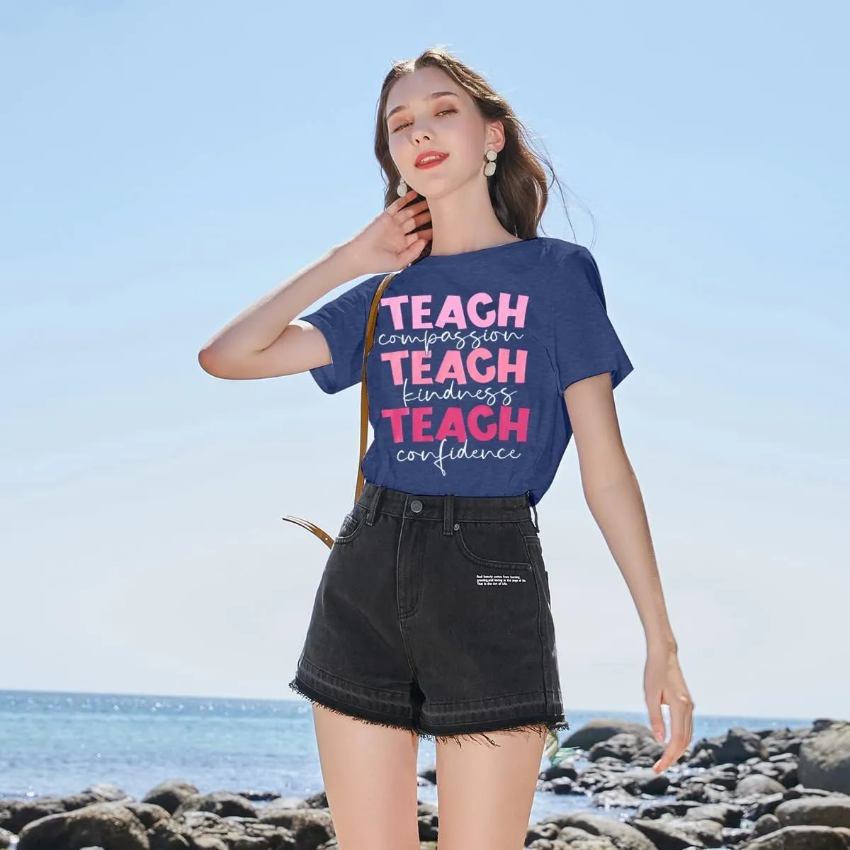 SFHFY Teacher Shirt Women: Teach Tshirt Cute Teacher Life T-Shirt Last Day of School Tee Kindness Vacation Tops