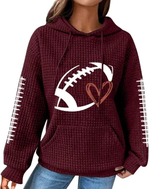SHAOBGE Women Waffle Knit Cute Hoodies Drawstring Pullover Sweatshirts Fashion Casual Sweaters Comfy Fall Clothes Outfits