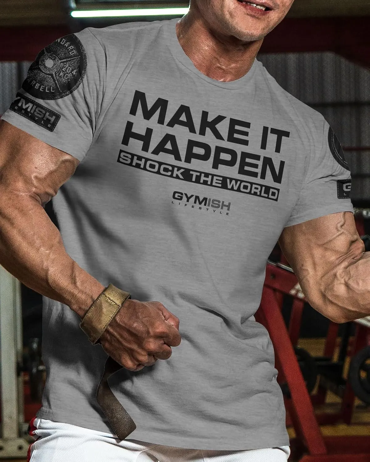 Shock The World Make It Happen Simple Weightlifting Workout Gym Tshirt