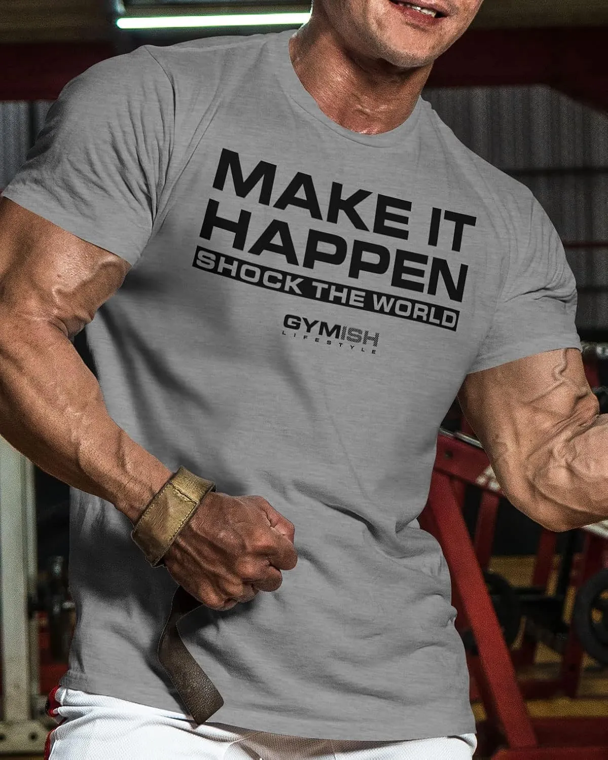 Shock The World Make It Happen Simple Weightlifting Workout Gym Tshirt