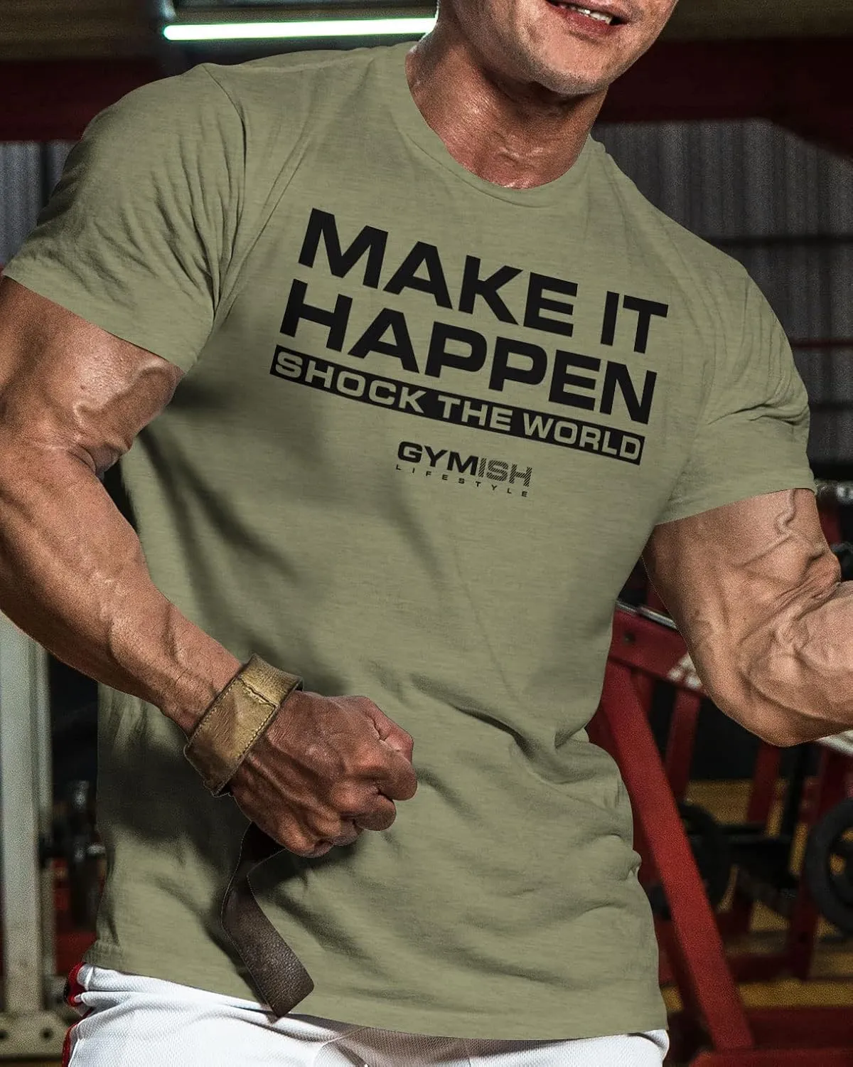 Shock The World Make It Happen Simple Weightlifting Workout Gym Tshirt