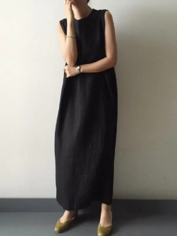 Simple Loose Sleeveless Long Dress