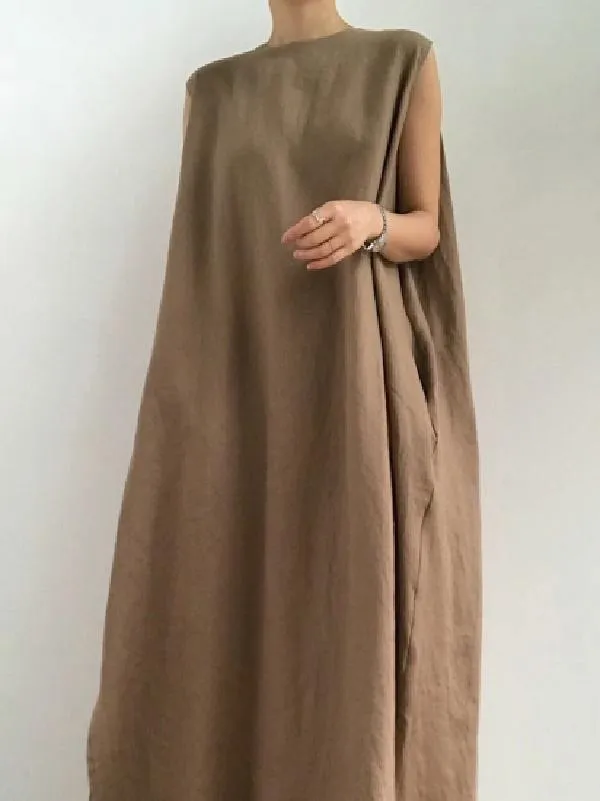 Simple Loose Sleeveless Long Dress