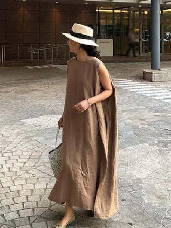 Simple Loose Sleeveless Long Dress