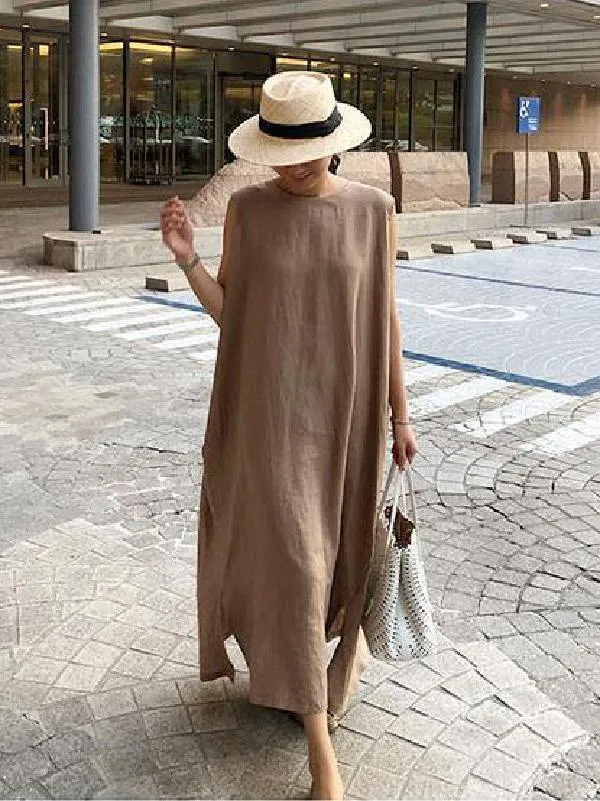 Simple Loose Sleeveless Long Dress