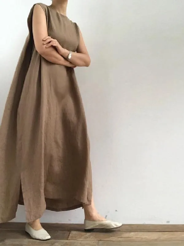 Simple Loose Sleeveless Long Dress