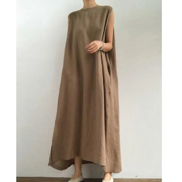 Simple Loose Sleeveless Long Dress