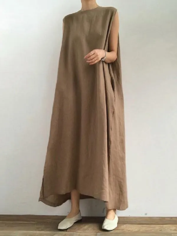 Simple Loose Sleeveless Long Dress