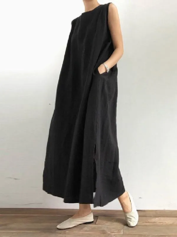 Simple Loose Sleeveless Long Dress