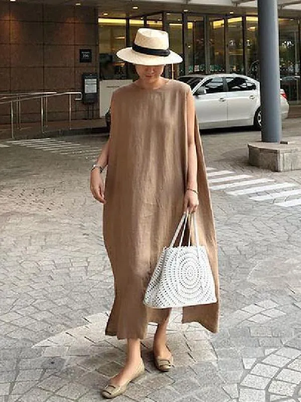 Simple Loose Sleeveless Long Dress