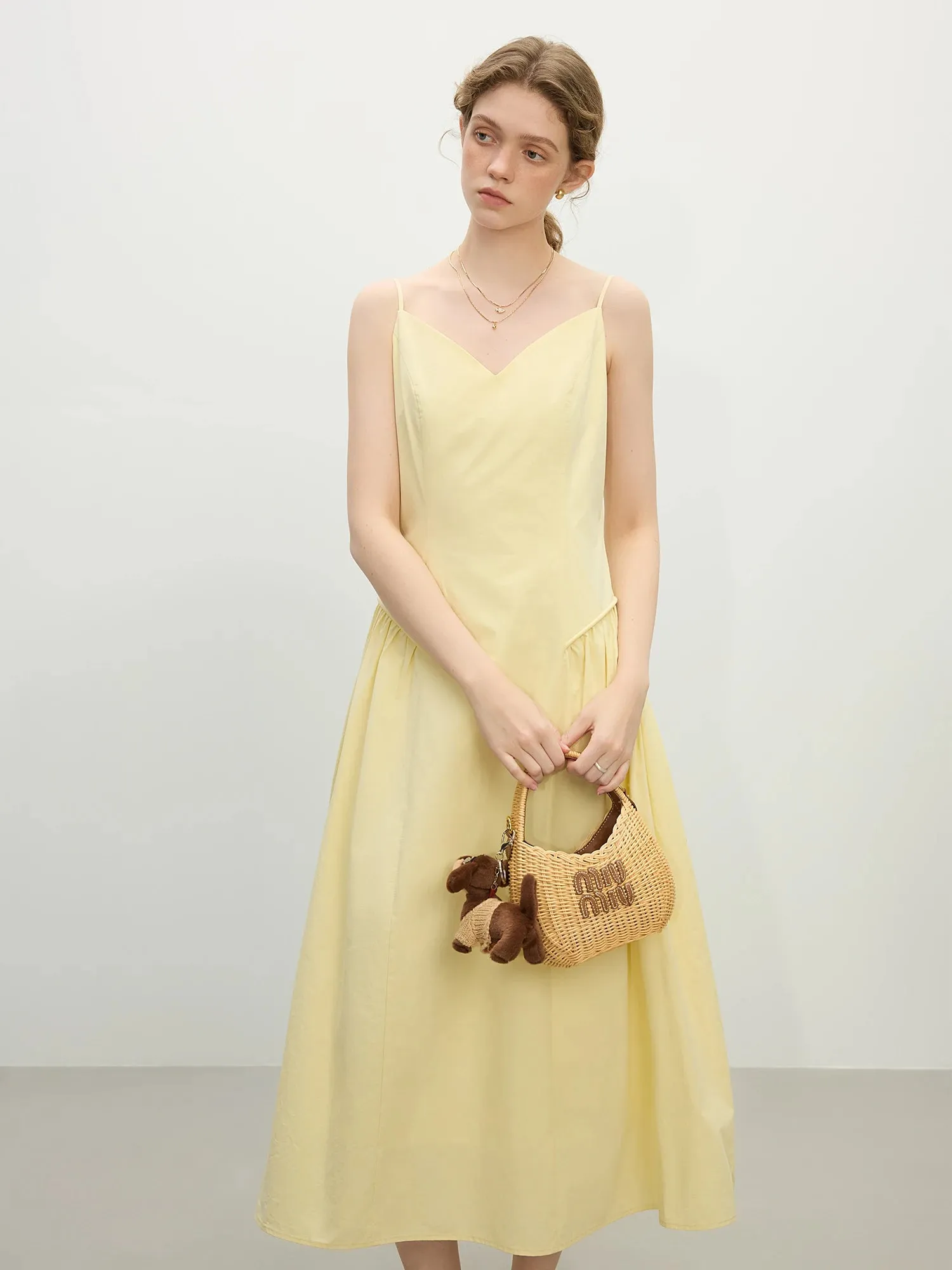 Simple Strap A-Line Side Pleated Dresses