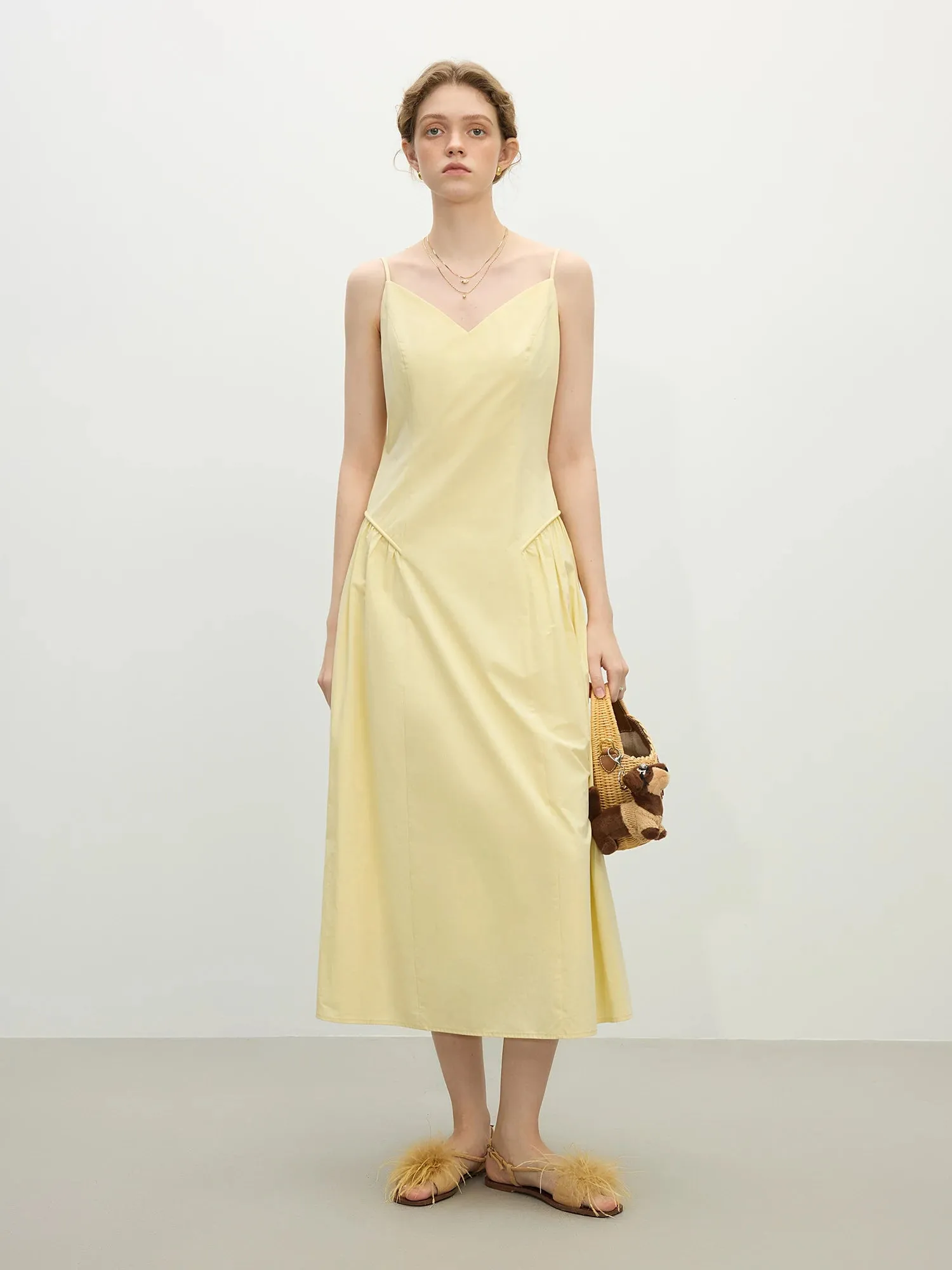 Simple Strap A-Line Side Pleated Dresses