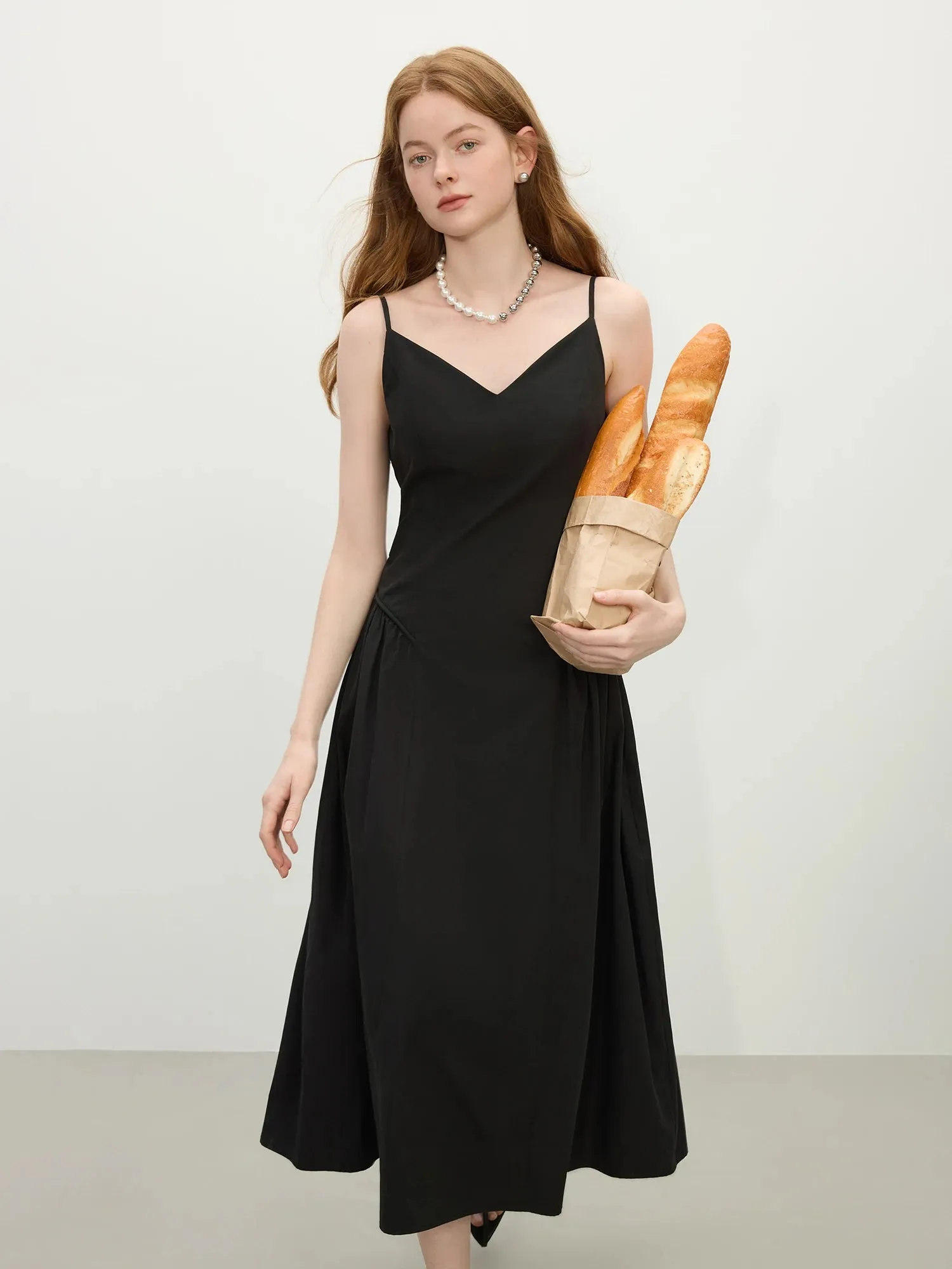 Simple Strap A-Line Side Pleated Dresses