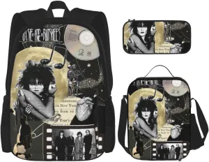 Siouxsie Music And The Band Banshees Backpack 3 Pieces Set With Lunch Bag And Pencil Pouch Combination Casual Laptop Backpacks Lunch Tote Bags Convenient Travel Daypack Outdoor Backpack for Picnic