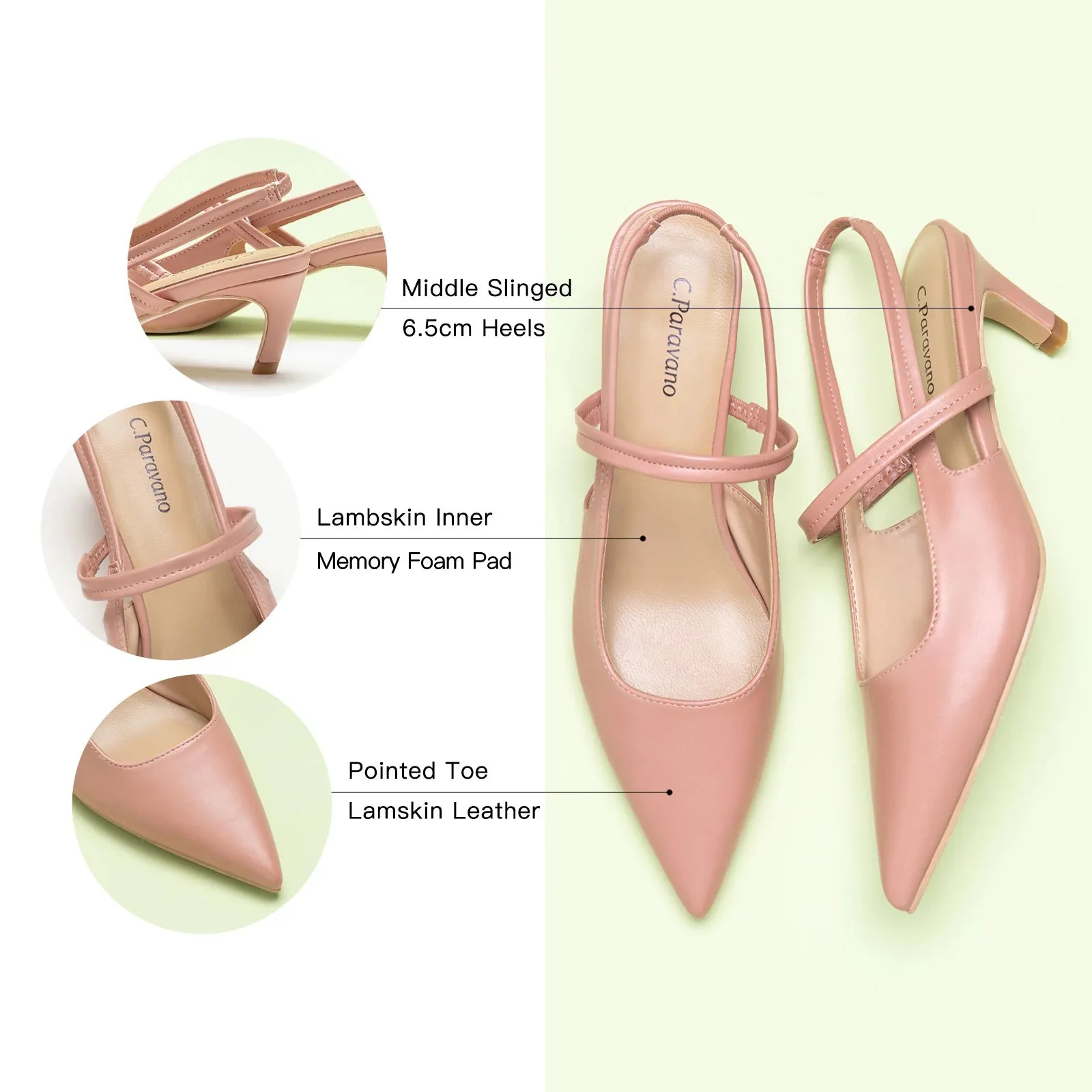 Sleek Pointed Toe Straps Slingback Pumps