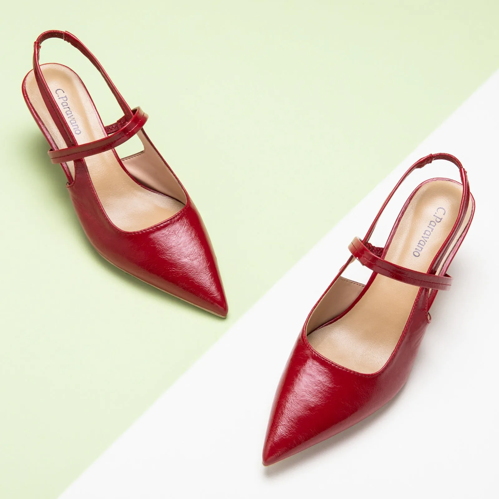 Sleek Pointed Toe Straps Slingback Pumps