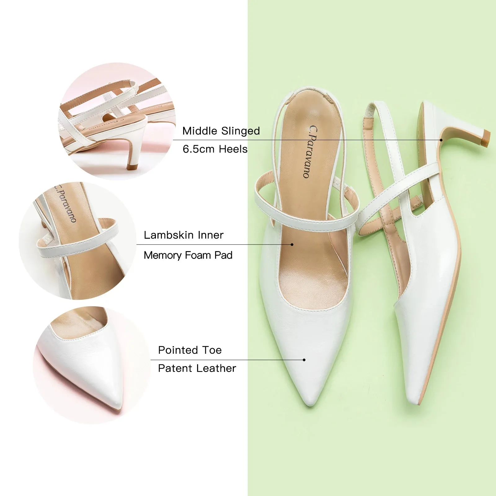 Sleek Pointed Toe Straps Slingback Pumps