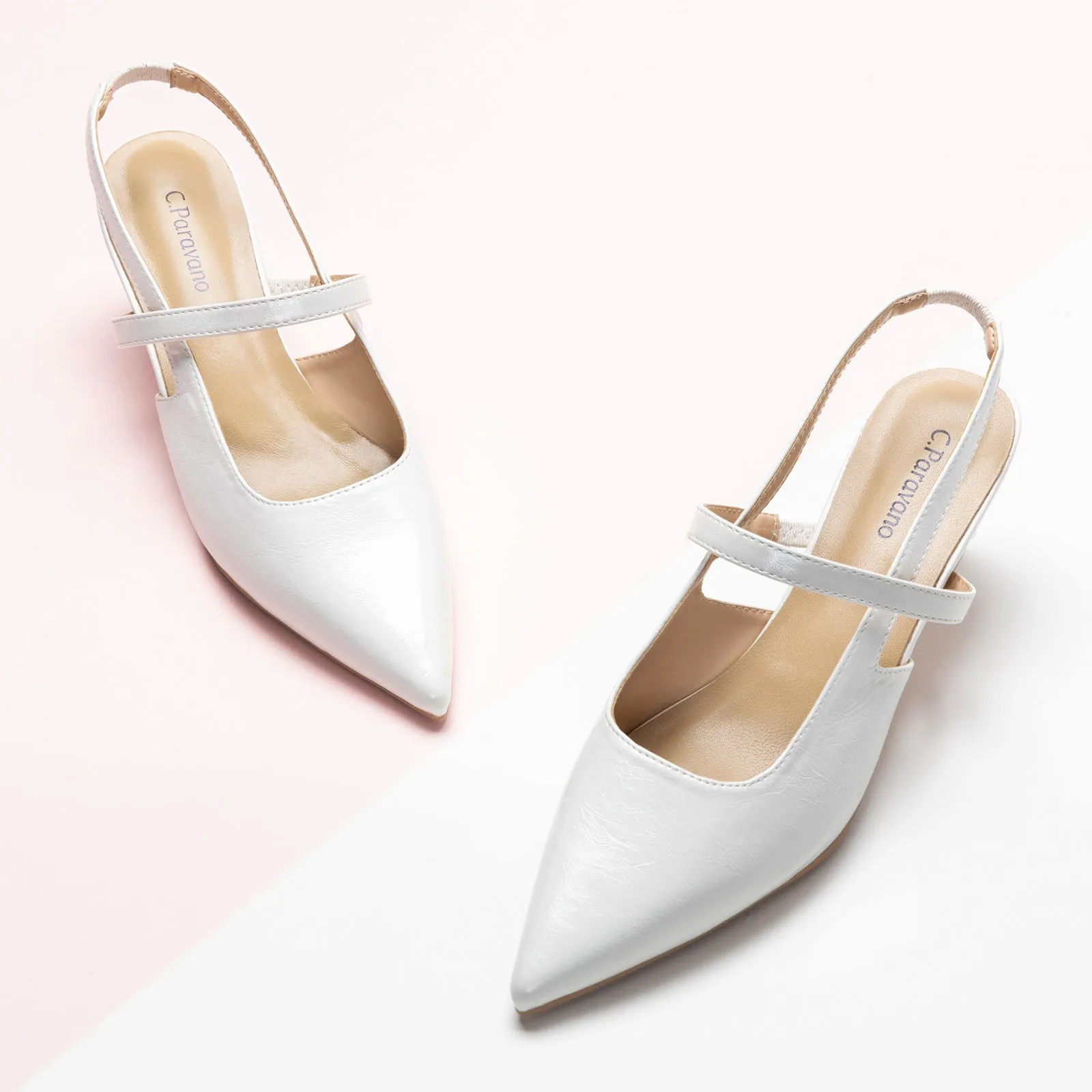 Sleek Pointed Toe Straps Slingback Pumps