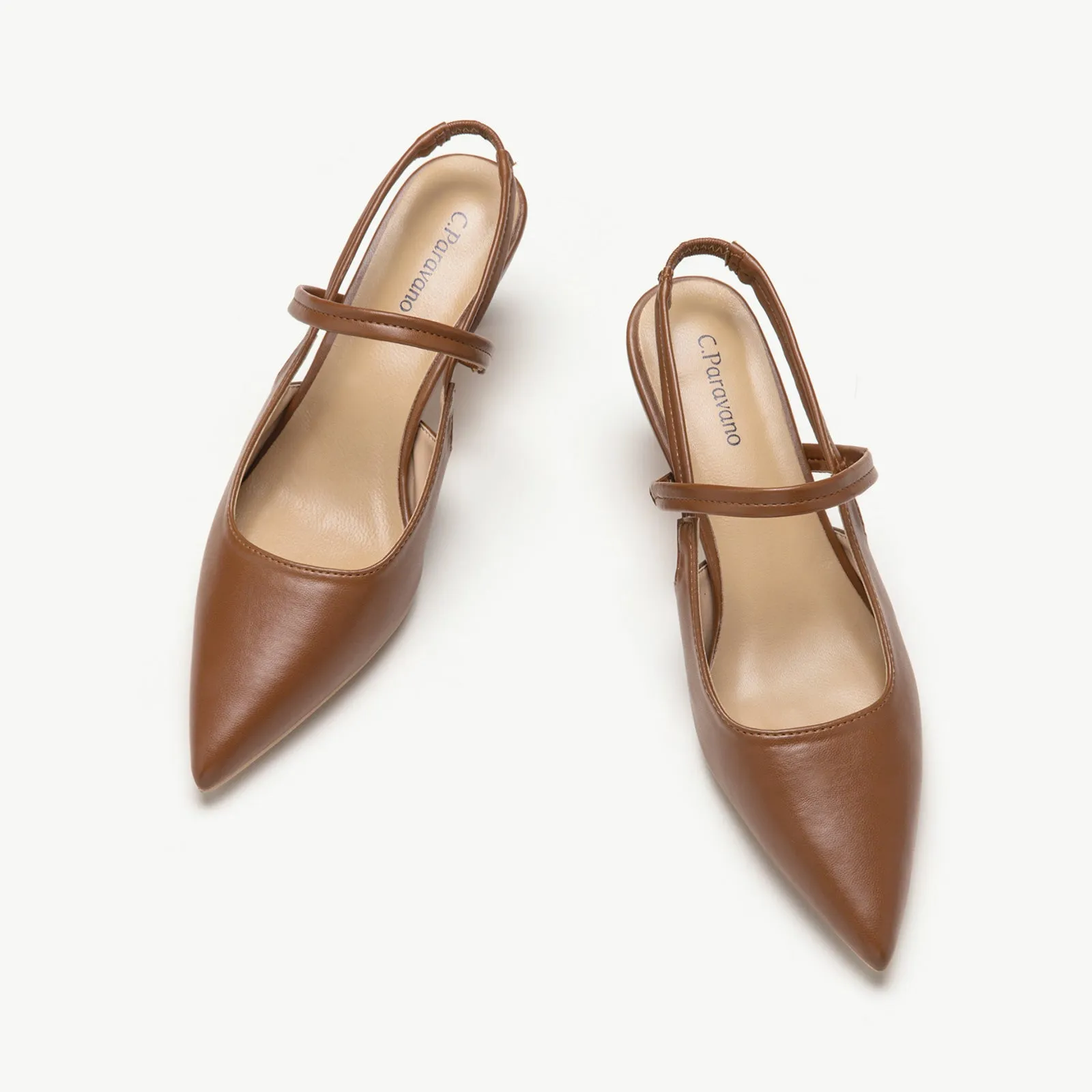 Sleek Pointed Toe Straps Slingback Pumps