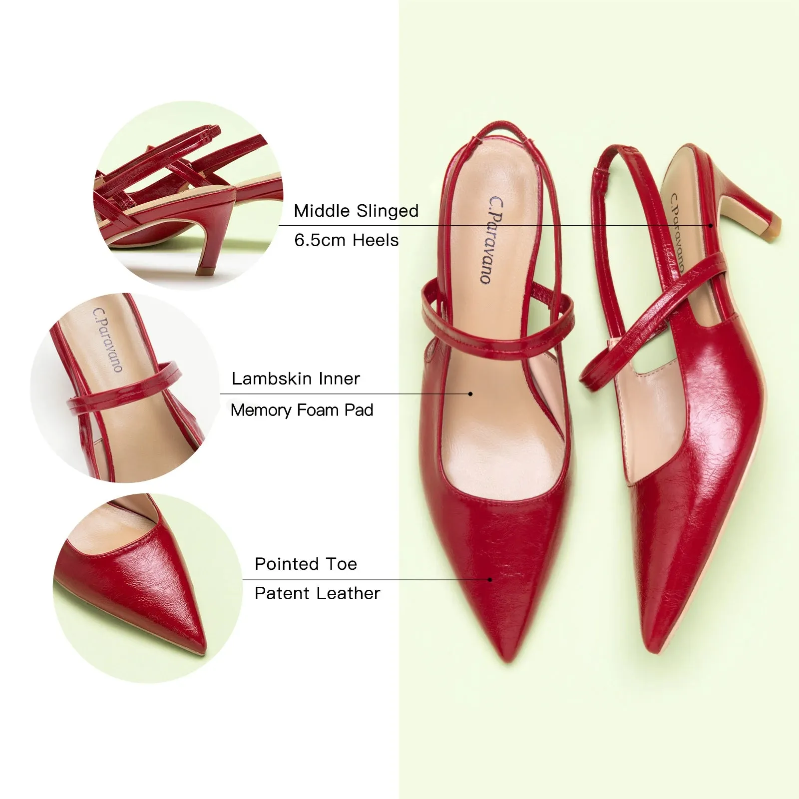 Sleek Pointed Toe Straps Slingback Pumps