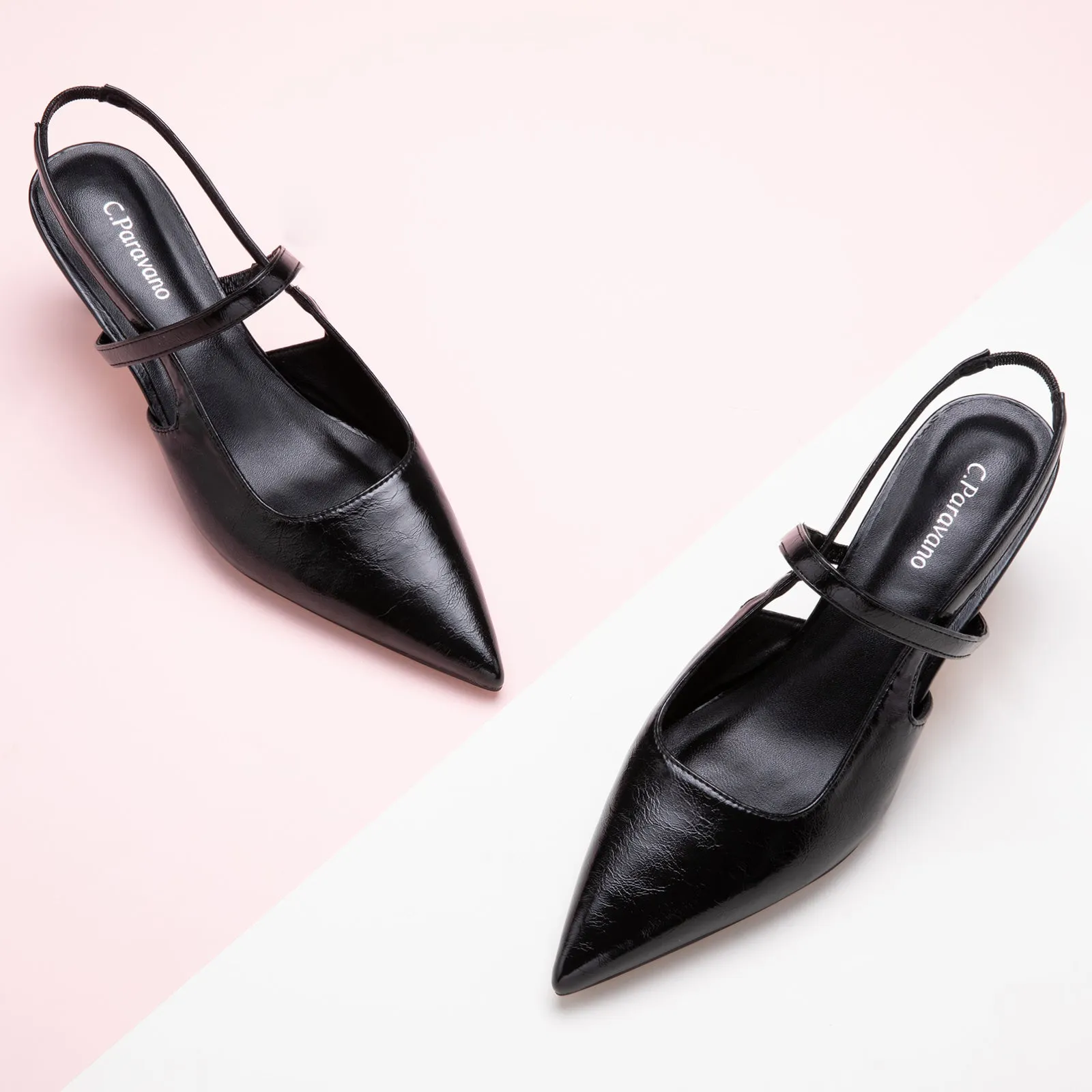 Sleek Pointed Toe Straps Slingback Pumps