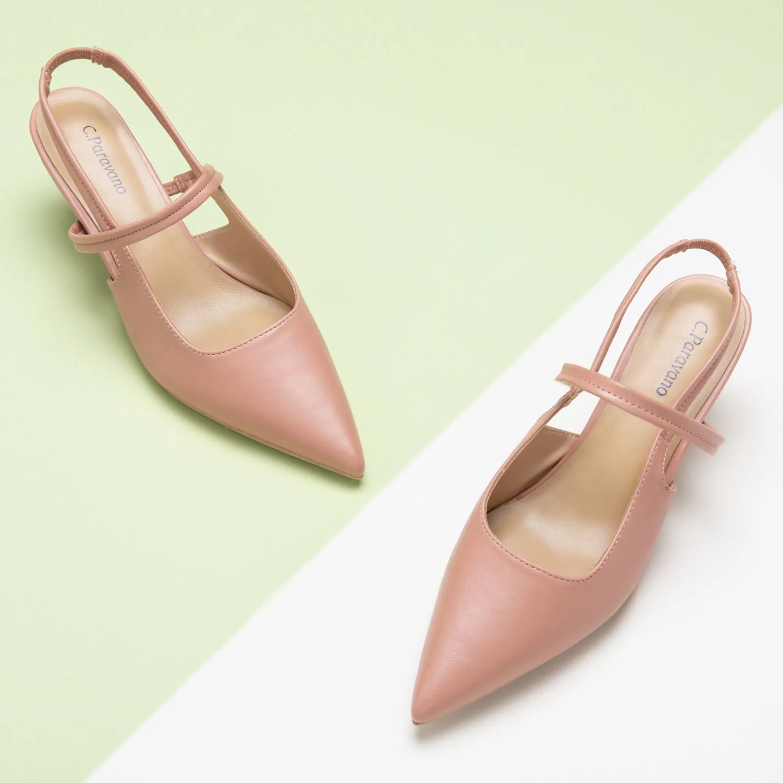 Sleek Pointed Toe Straps Slingback Pumps