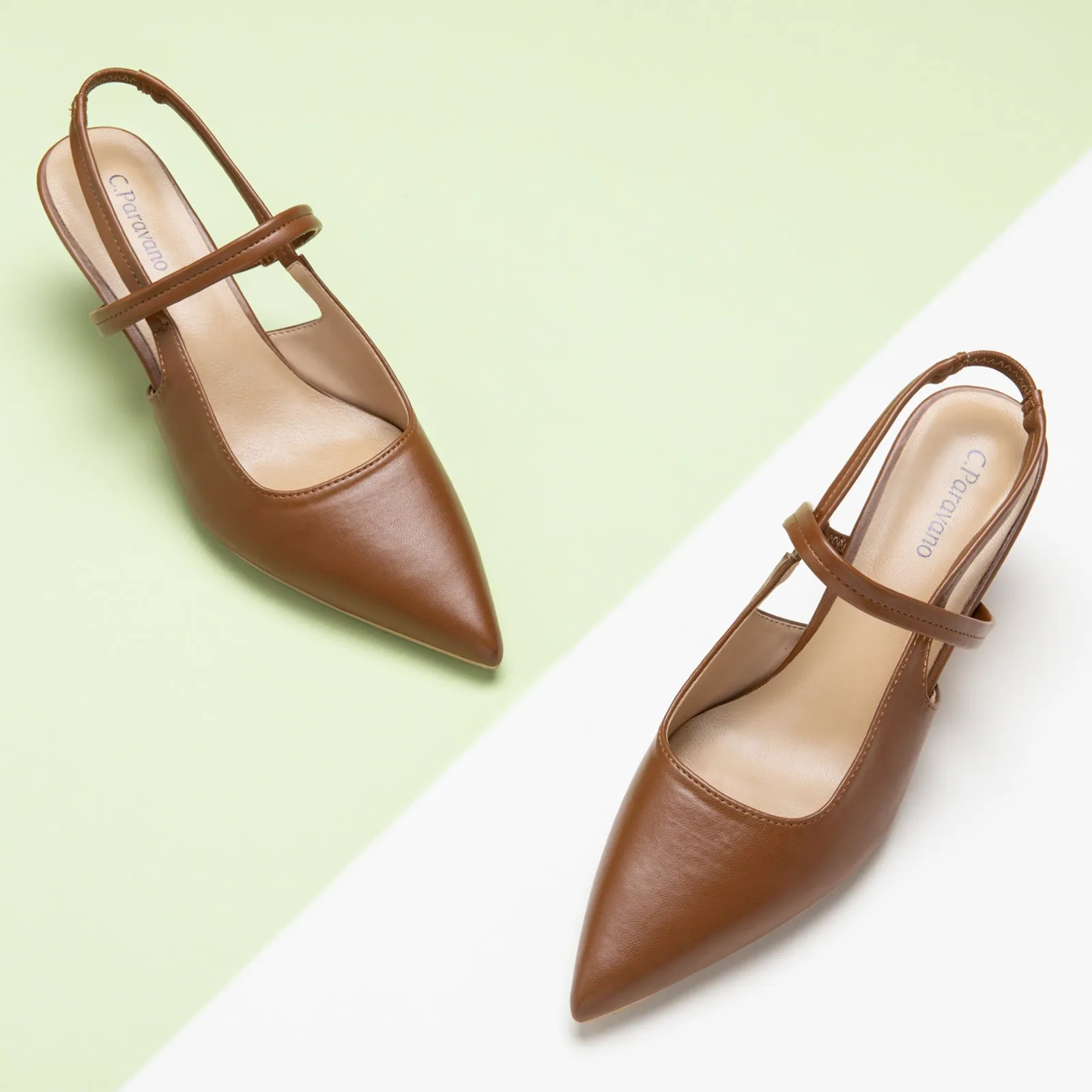 Sleek Pointed Toe Straps Slingback Pumps