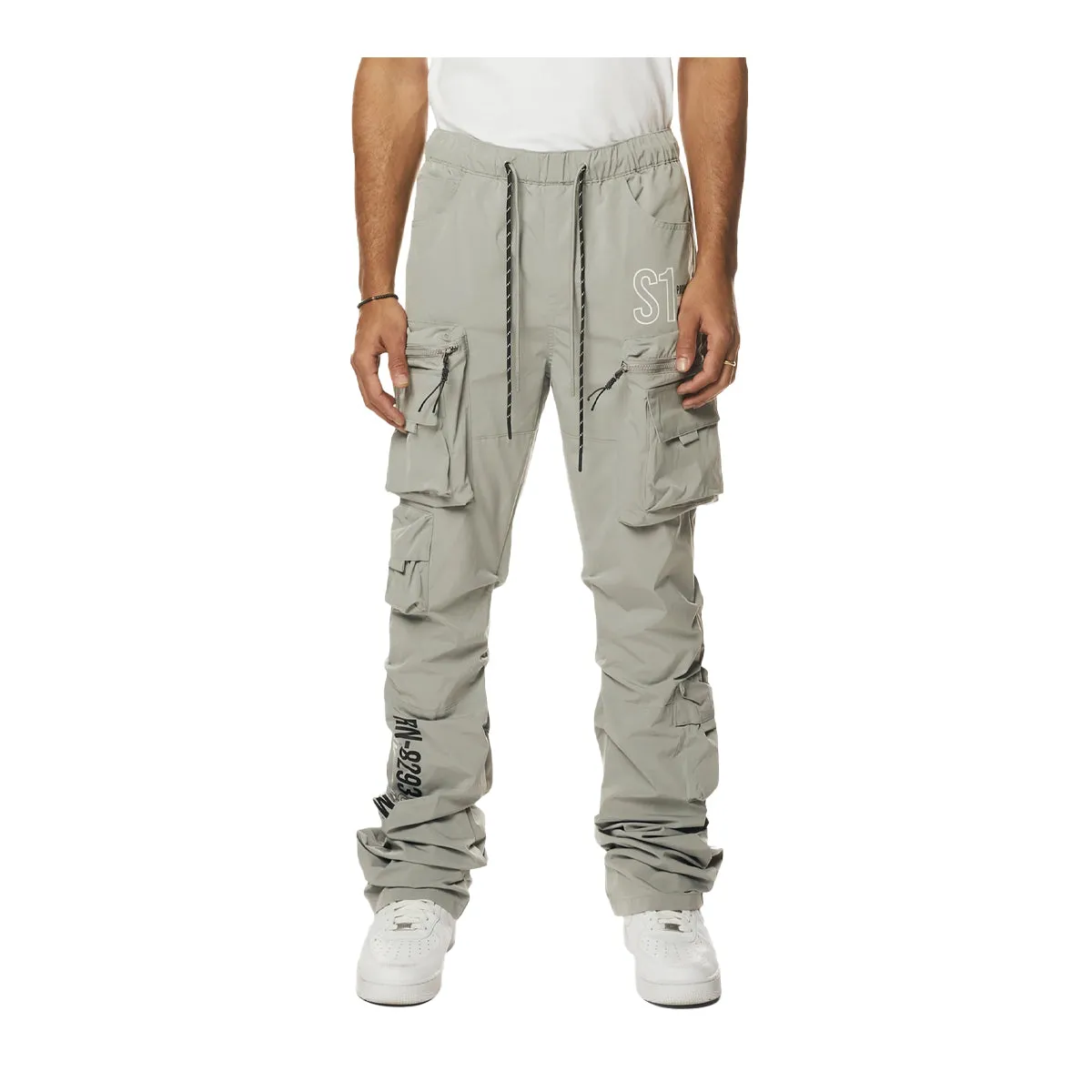 Smoke Rise Mens Utility Nylon Stacked Cargo Pants WP24287-QA Light Gr