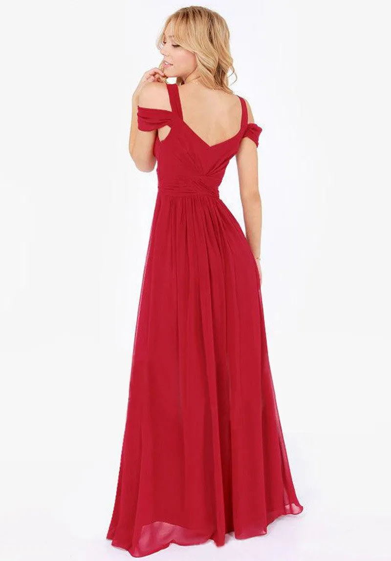 Solid Color Sexy Backless V-neck Party Dress Long Dress