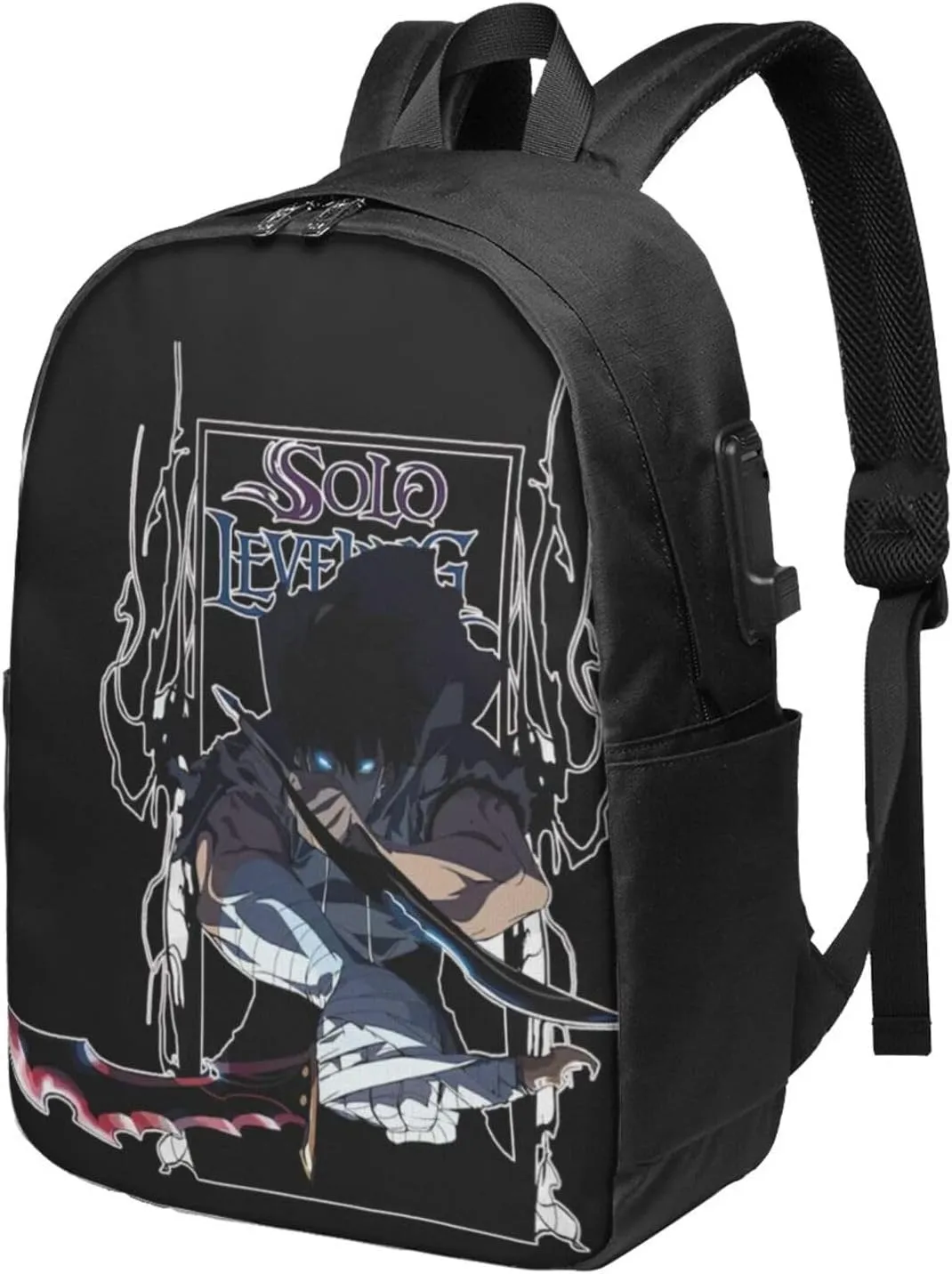 Solo Novel Leveling Laptop Backpack with Usb Charging Port Large Travel Bags Unisex Adult Convenient Sport Bags Cozy Business Backpack Computer Bag Casual Daypack for Outdoor
