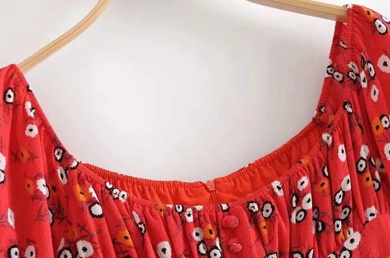 Spring New Tight-Fitting Small Floral Off-The-Shoulder Bag Hip Dress