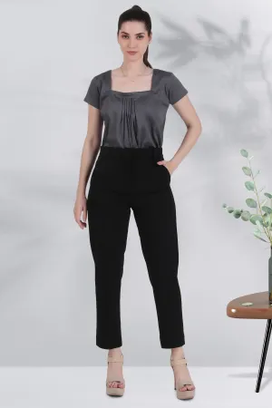 Straight Fit Formal Trousers, Black