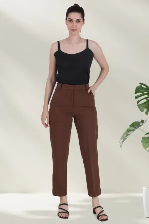 Straight Fit Formal Trousers, Brown