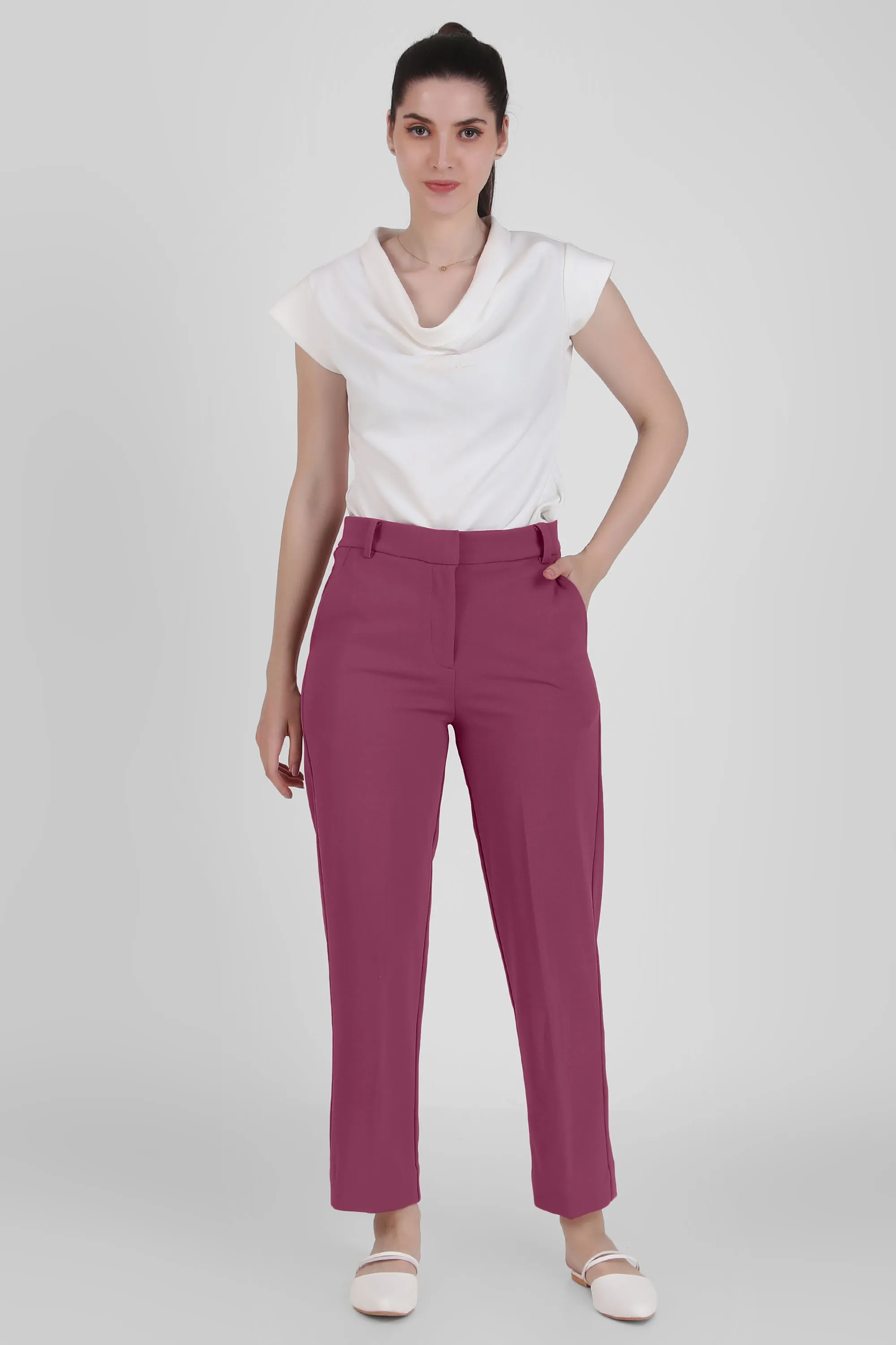 Straight Fit Formal Trousers, Dusky Mauve