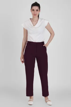 Straight Fit Formal Trousers, Plum
