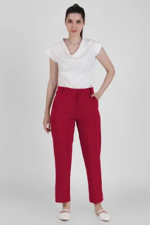 Straight Fit Formal Trousers, Red