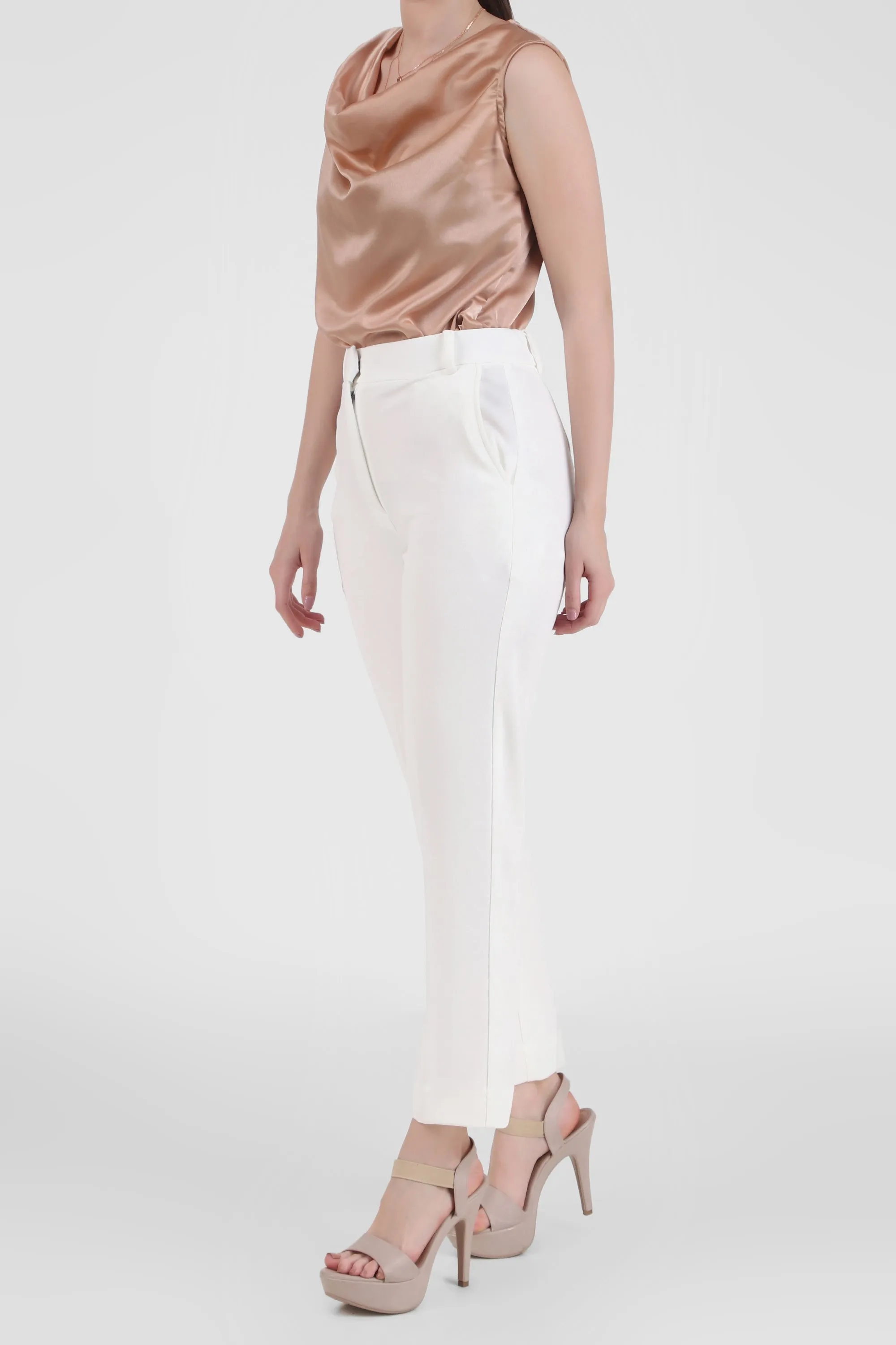 Straight Fit Formal Trousers, White