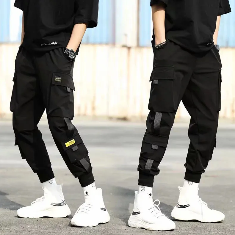 Street Style Men Trendy Cargo Hip-Hop Jogger Pants Korean Loose Casual Sporty Pants
