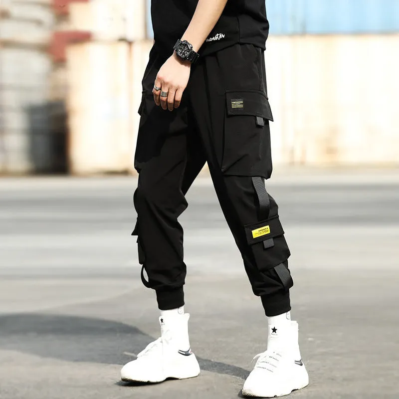 Street Style Men Trendy Cargo Hip-Hop Jogger Pants Korean Loose Casual Sporty Pants