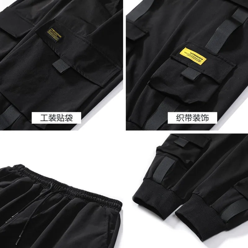 Street Style Men Trendy Cargo Hip-Hop Jogger Pants Korean Loose Casual Sporty Pants