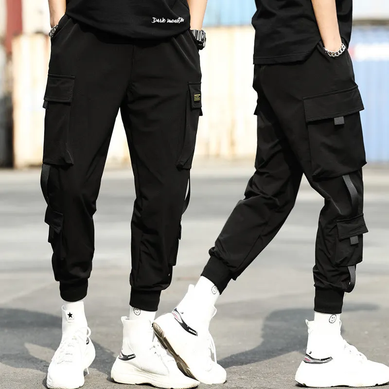 Street Style Men Trendy Cargo Hip-Hop Jogger Pants Korean Loose Casual Sporty Pants