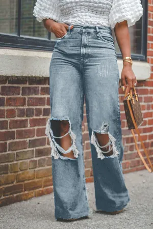 Stylish Distressed High Waisted Jeans